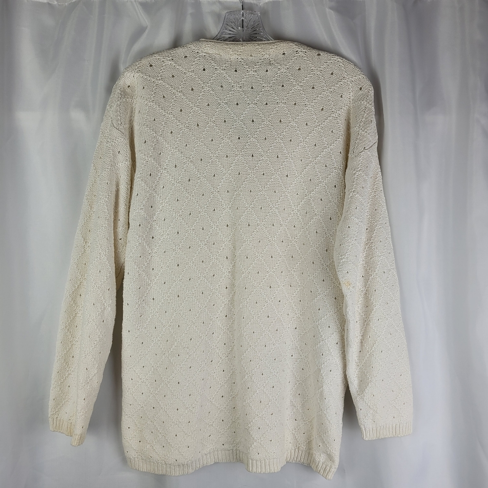 Vintage Marsh Landing Ramie Cotton Ivory Cream Eyelet Henley Sweater Size Small - Picture 11 of 13